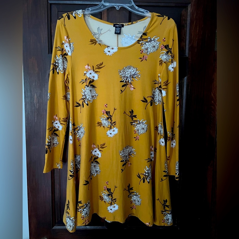 Women’s Rusty Yellow Floral Print Dress